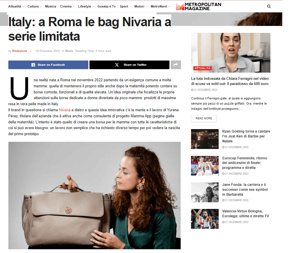 News per le nostre borse da mamma Nivaria - Nivaria